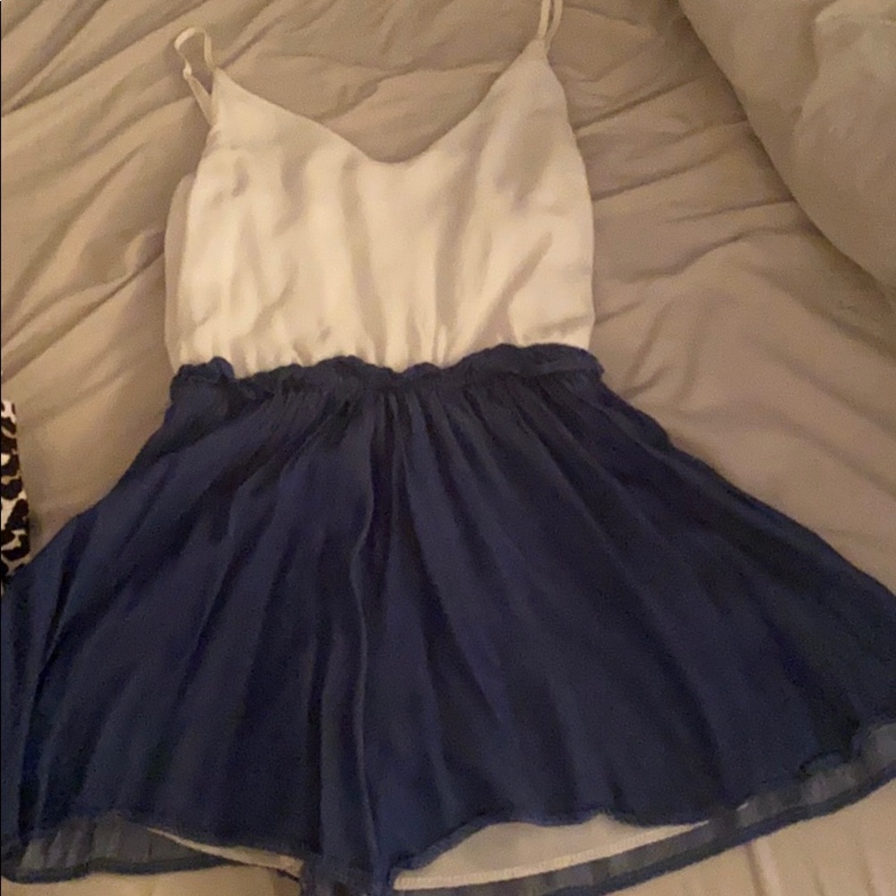 Blue and white summer time romper